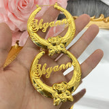 Stainless Steel Name Hoops Bamboo Earring Bear Letter Women Jewelry