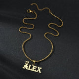 Stainless Steel Name Necklace Crown Letter Pendant Plated Personalized Jewelry