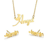 Stainless Steel Name Necklace Studs Necklaces Set for Women