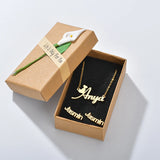 Stainless Steel Name Necklace Studs Necklaces Set for Women