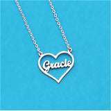 Stainless Steel Love Heart Name Pendant Necklace Personalized for Women