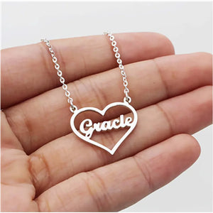 Stainless Steel Love Heart Name Pendant Necklace Personalized for Women