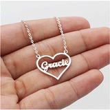 Stainless Steel Love Heart Name Pendant Necklace Personalized for Women