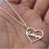 Stainless Steel Love Heart Name Pendant Necklace Personalized for Women