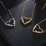 Stainless Steel Name Necklaces Personalized Love Heart Necklace For Women