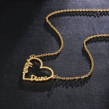 Stainless Steel Name Necklaces Personalized Love Heart Necklace For Women