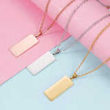 Stainless Steel Name Plate Necklace Engrave Metal Bar Pendant