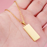 Stainless Steel Name Plate Necklace Engrave Metal Bar Pendant
