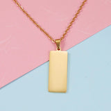 Stainless Steel Name Plate Necklace Engrave Metal Bar Pendant