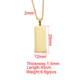 Stainless Steel Name Plate Necklace Engrave Metal Bar Pendant