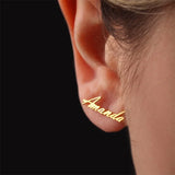 Personalized Stainless Steel Name Stud Earrings for Women - Ear Jewelry