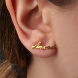 Personalized Stainless Steel Name Stud Earrings for Women - Ear Jewelry