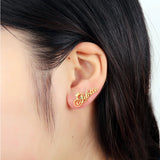 Stainless Steel Crown Name Stud Earrings
