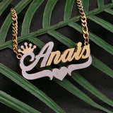 Stainless Steel Nameplate Necklace Double Name Plate Pendant