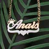 Stainless Steel Nameplate Necklace Double Name Plate Pendant