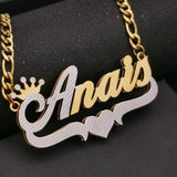 Stainless Steel Nameplate Necklace Double Name Plate Pendant