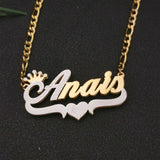 Stainless Steel Nameplate Necklace Double Name Plate Pendant