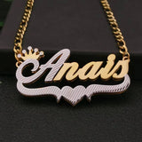 Stainless Steel Nameplate Necklace Double Name Plate Pendant