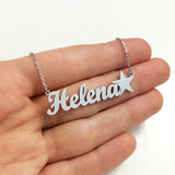 Stainless Steel Custom Name Stars Necklace - Personalized Nameplate Necklace