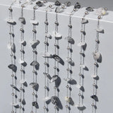 Stainless Steel Natural Indian Agate Beaded Chains Gemtones Beads Chain