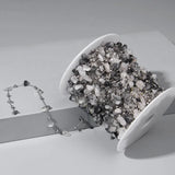 Stainless Steel Natural Indian Agate Beaded Chains Gemtones Beads Chain