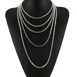 4mm Tennis Chain Hip Hop Necklace with Zircon Crystal Choker for Men Women