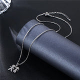 Stainless Steel Hold Hands Couple Chokers Necklace Pendant Chain