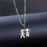 Stainless Steel Hold Hands Couple Chokers Necklace Pendant Chain