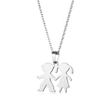 Stainless Steel Hold Hands Couple Chokers Necklace Pendant Chain