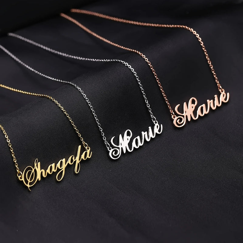 Stainless Steel Choker Necklace Personalized Nameplate Jewelry for Women