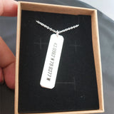 Custom Coordinate Stainless Steel Bar Necklace
