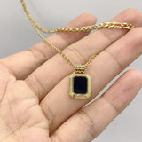 Double Layer Turquoise Necklace Square Pendant Punk Gothic Metal Necklaces
