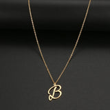 Artistic Font Stainless Steel Necklace, 26 Letters A-Z Pendant Collar