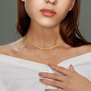 Stainless Steel Necklace Snake Double Chains 18K Gold/Silver Plated