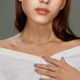 Stainless Steel Necklace Snake Double Chains 18K Gold/Silver Plated