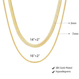 Stainless Steel Necklace Snake Double Chains 18K Gold/Silver Plated