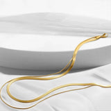 Stainless Steel Necklace Snake Double Chains 18K Gold/Silver Plated