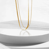 Stainless Steel Necklace Snake Double Chains 18K Gold/Silver Plated