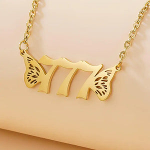 Stainless Steel Necklace Lucky Hot Wings Angel Number Non Tarnish Butterfly