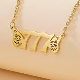 Stainless Steel Necklace Lucky Hot Wings Angel Number Non Tarnish Butterfly