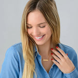 Personalized Stainless Steel Necklace Rectangle Pendant 50cm Chain Women Gift