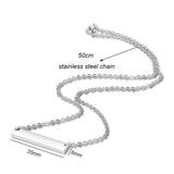 Personalized Stainless Steel Necklace Rectangle Pendant 50cm Chain Women Gift