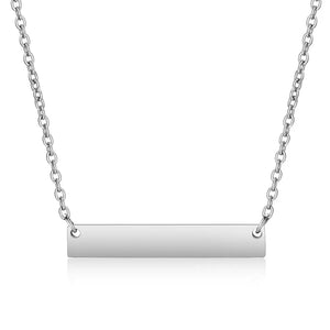 Personalized Stainless Steel Necklace Rectangle Pendant 50cm Chain Women Gift