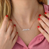 Personalized Stainless Steel Necklace Rectangle Pendant 50cm Chain Women Gift