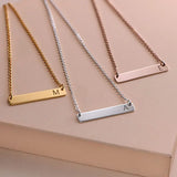 Personalized Stainless Steel Necklace Rectangle Pendant 50cm Chain Women Gift