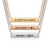 Personalized Stainless Steel Necklace Rectangle Pendant 50cm Chain Women Gift