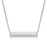 Personalized Stainless Steel Necklace Rectangle Pendant 50cm Chain Women Gift