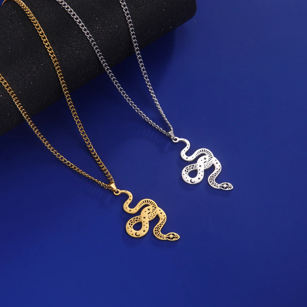 Vintage Ouroboros Serpent Pendant Gothic Chain Necklace