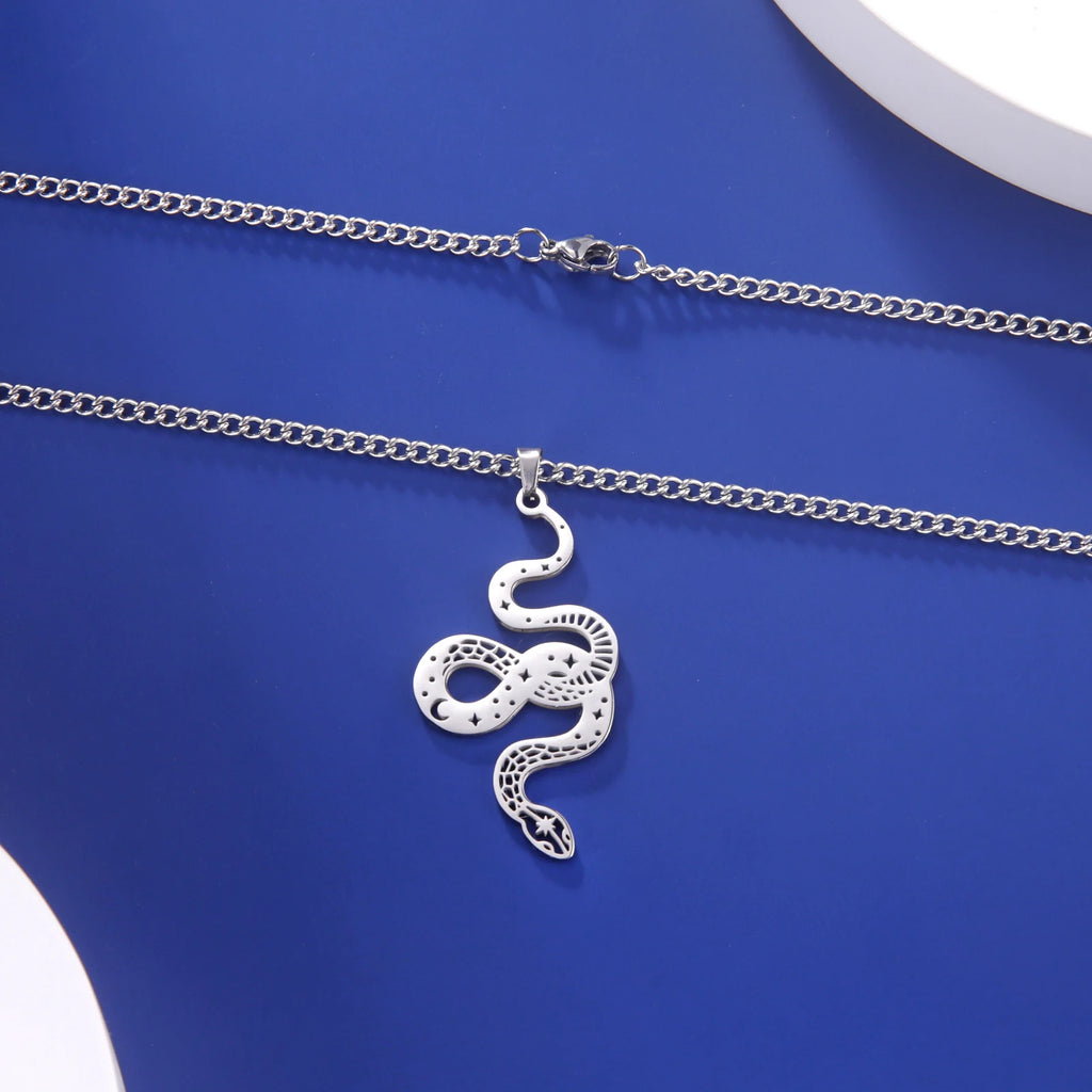 Vintage Ouroboros Serpent Pendant Gothic Chain Necklace