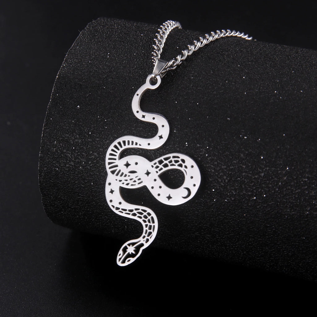 Vintage Ouroboros Serpent Pendant Gothic Chain Necklace